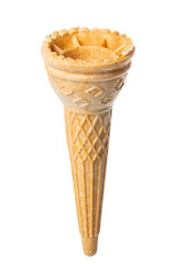 empty waffle cone bowls is isolated on white background