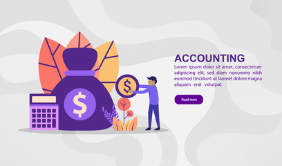 Obraz premium Vector illustration concept of accounting. Modern illustration conceptual for banner, flyer, promotion, marketing material, online advertising, business presentation