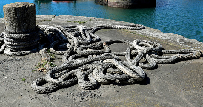 Bollard and Rope at a Harbour Location