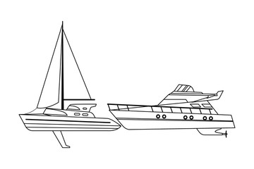 Sailboat ship marine travel and yatch black and white