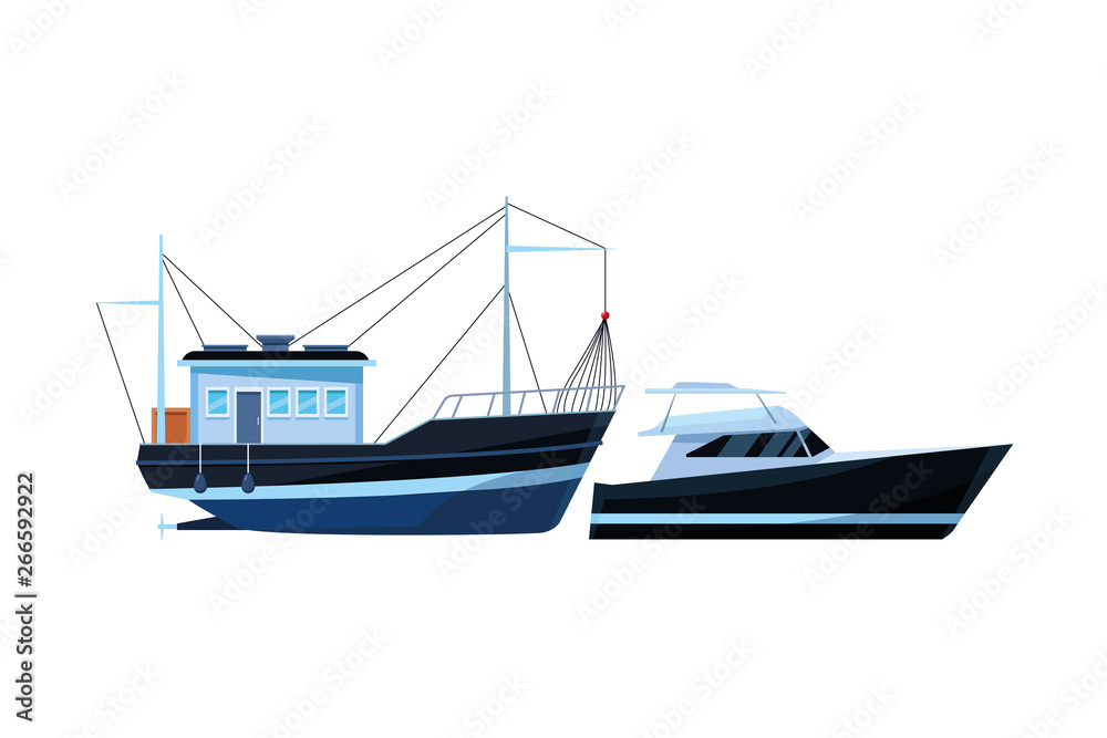 Sticker fishing boat sea travel and yatch