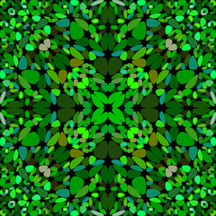 Green abstract repeating floral ornate pattern wallpaper - geometric vector graphic design