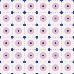 Naklejka premium simple pastel seamless pattern with pink and blue circles and dots