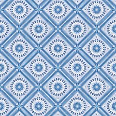 seamless pattern with stylized flowers in blue colors