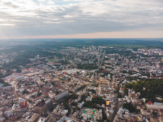 Obraz premium aerial view old european city with red roofs