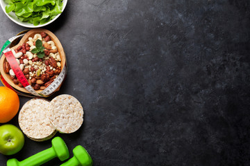 Obraz na płótnie Canvas Healthy food and fitness concept