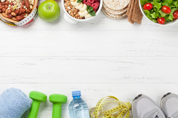 Healthy food and fitness concept