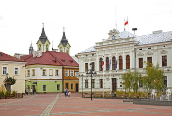 Obraz premium Market square in Sanok. Subcarpathian voivodeship. Poland