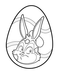 Colorful easter egg bunny portrait black and white