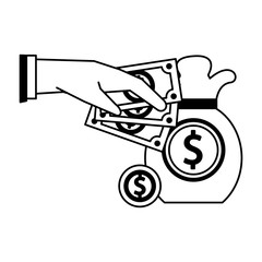 Business and investment symbols black and white