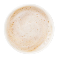 Milk froth on coffee with you. Isolate