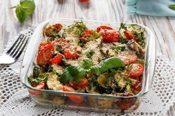 Baked vegetables with cheese
