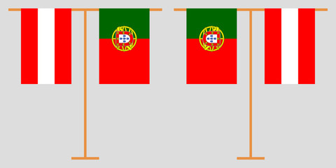 Austria and Portugal. The Austrian and Portuguese vertical flags. Official colors. Correct proportion. Vector