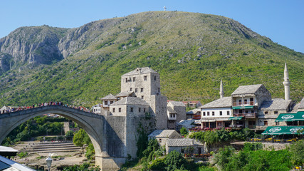 Fototapeta na wymiar Famous stari most bridge in Mostar, Bosnia Herzegovina