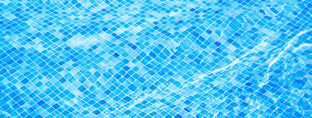 Blue ripped water in swimming pool Summer vacation Banner