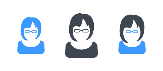 Set of three glyph business woman avatar vector illustration