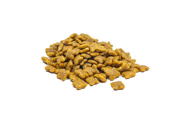 dry dog food isolated on white background, pet food texture
