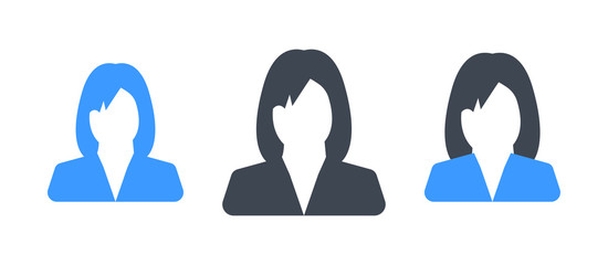 Set of three glyph business woman avatar vector illustration