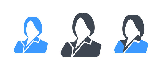 Set of three glyph business woman avatar vector illustration