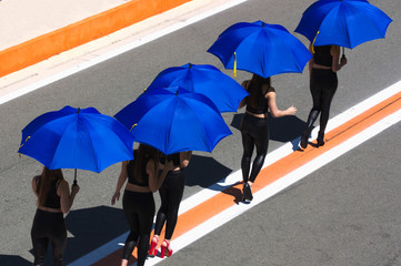 Women under umbrellas
