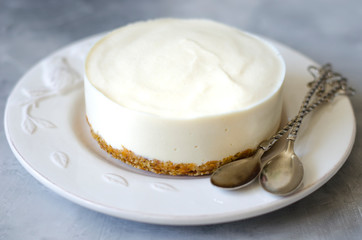 Cheesecake with apple and cream cheese with dried apricots and nuts  
