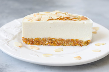 Cheesecake with apple and cream cheese with dried apricots and nuts