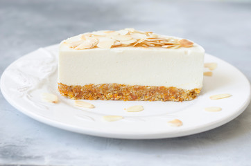 Cheesecake with apple and cream cheese with dried apricots and nuts