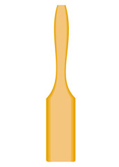 The subject of kitchen utensils. A wooden spatula is needed in the kitchen in the kitchen to turn food. Vector illustration