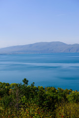 Fototapeta na wymiar Panoramic view of Lake Sevan, Armenia