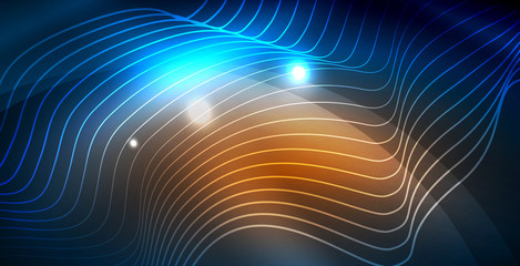 Color neon lights with waves abstract background