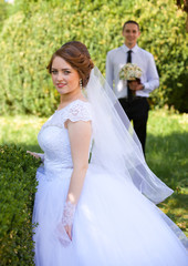 Wedding shot of bride and groom