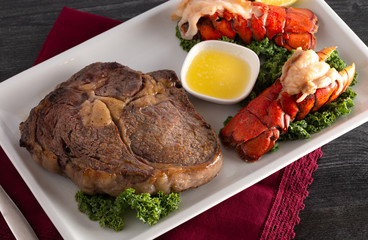 Dinner of Surf and Turf of Steak and Lobster Tails