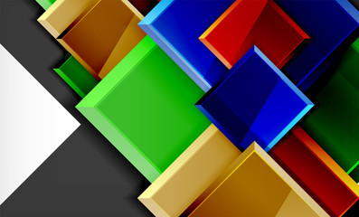 Bright colorful square shape blocks geometrical background