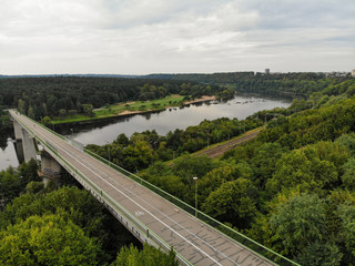Aerial view of Three Virgin bridge in Kaunas, Lithuania
