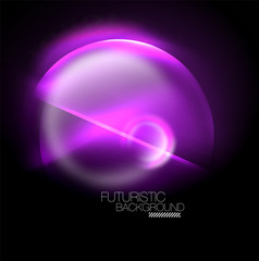 Blurred neon glowing round shapes, abstract circles and lights