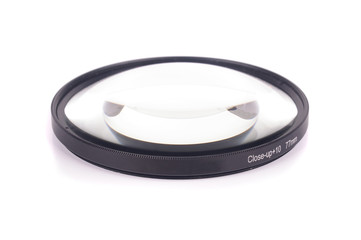 Close up filter for dslr camera isolated on the white background