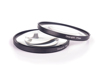 Close up filter for dslr camera isolated on the white background