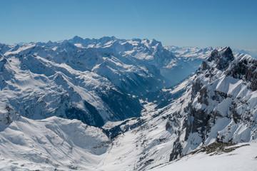 Fototapeta na wymiar Snowy Mountains from Switzerland Alps