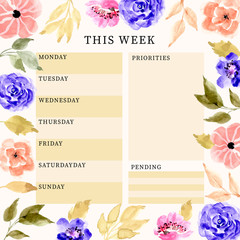  beautiful watercolor flower daily planner