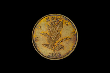 10 Lipa old croatian coin isolated on the dark background