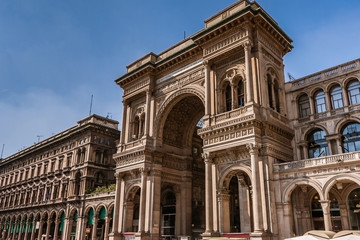 Fototapeta na wymiar A facade of Galleria Vittorio Emanuele II, Milan