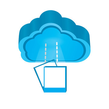 3d cloud computing icon with photos symbol - Vector