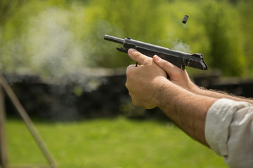 Shot from a pistol Stechkin