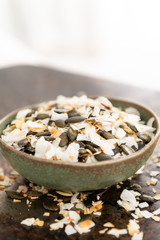 Simple Snack Mix of Roasted pumpkinSeeds and Coconut Flakes