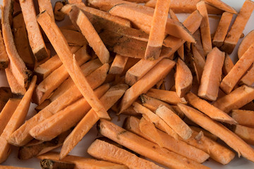 heap french fries made of sweet potato,