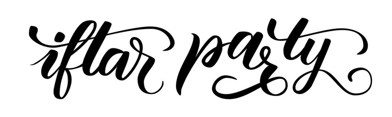 Iftar party modern brush calligraphy isolated on white background. Vector illustration.