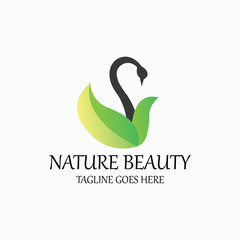 Nature swan logo design template. Vector illustration