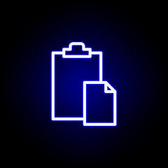 folder, document icon in neon style. Can be used for web, logo, mobile app, UI, UX