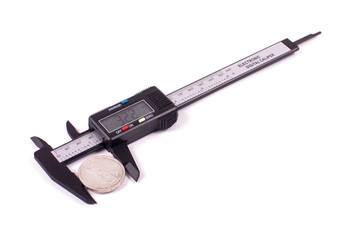 Carbon fiber caliper isolated on the white background