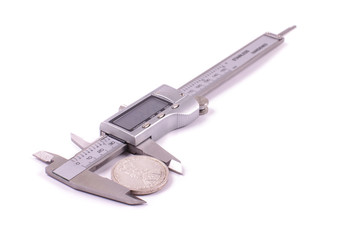 Stainless steel caliper isolated on the white background